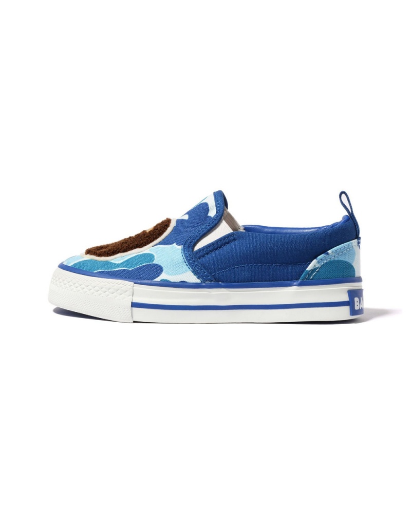 Chaussure Bape ABC Ape Head Patch Slip Ons Bleu Enfant | YME-74456030